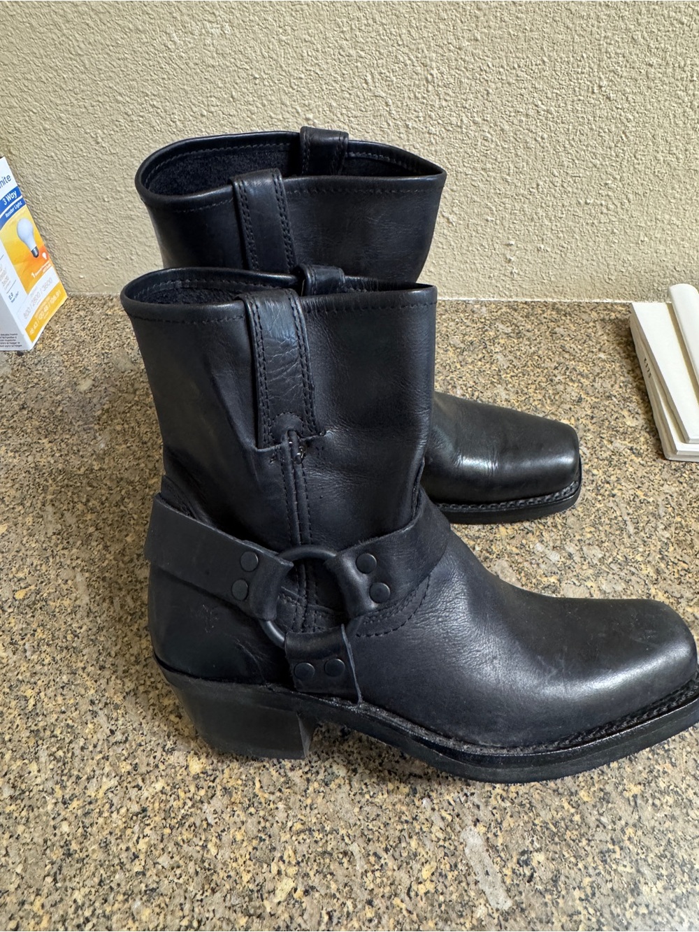 NEW Frye Black Leather Harness Boots - Picture 5 of 7